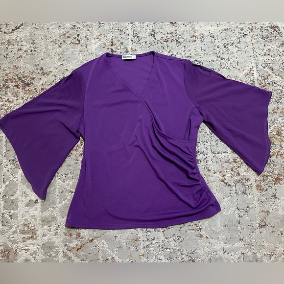 GRACE KARIN Women 3/4 Chiffon Sleeve Dressy Blouse Wrap Elastic Shirt XL - Picture 10 of 10